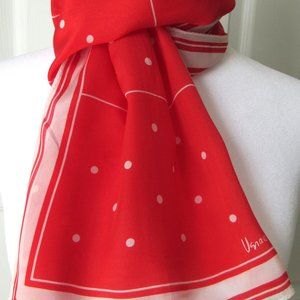 VERA NEUMANN Vintage Scarf Red Polka Dots Silk Made in Japan 1960s